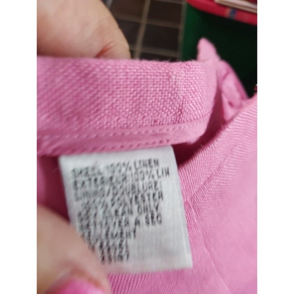 TALBOTS Barbie Pink Irish Linen side Zip Pants Size 12 - Picture 9 of 9